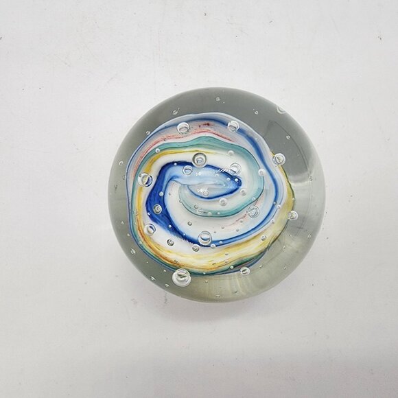 Ribbon Swirl Controlled Bubble Glass Paperweight - Picture 3 of 4
